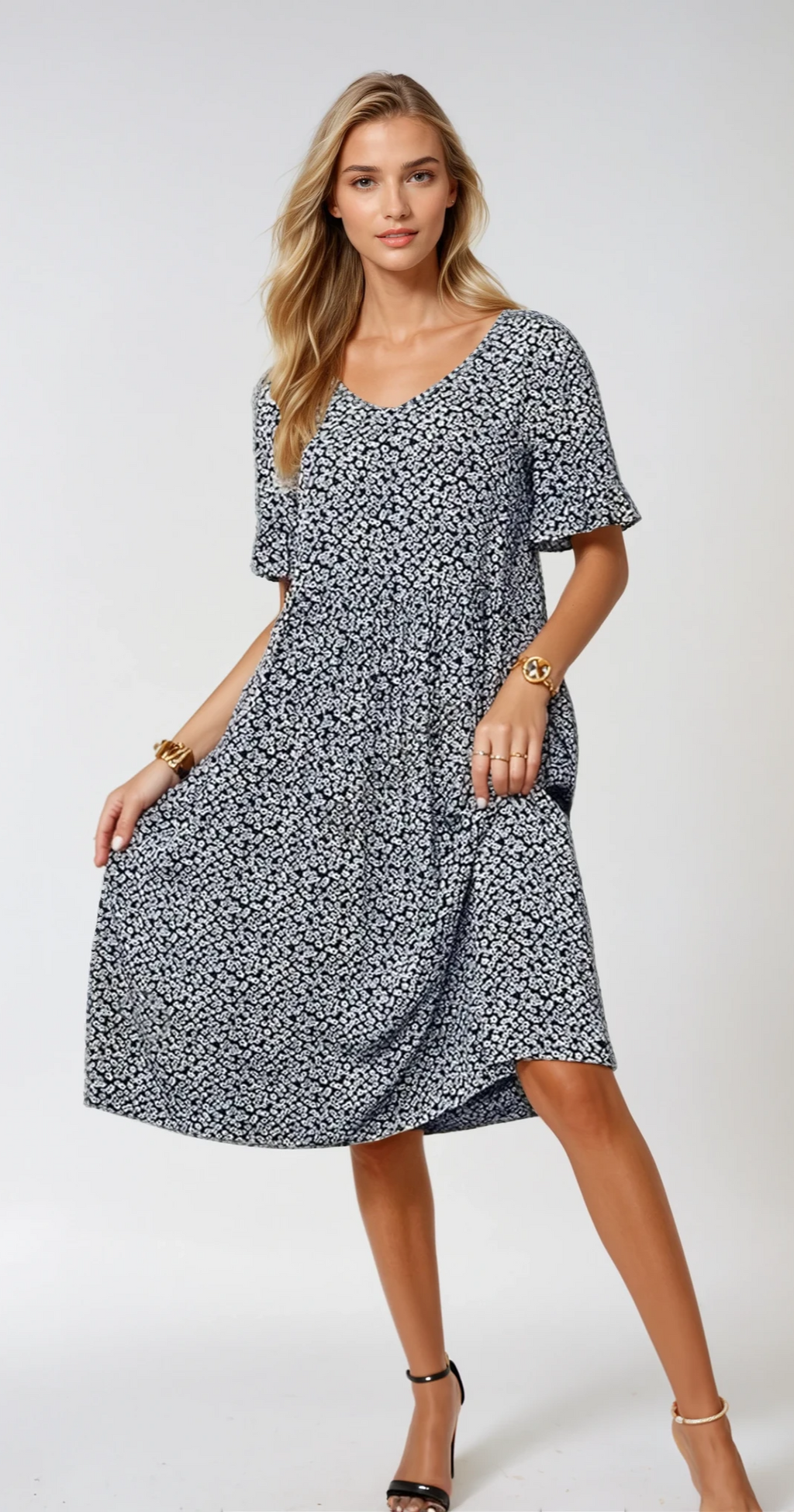 MILA – Elegantes Polka Dot Midikleid für Jeden Anlass