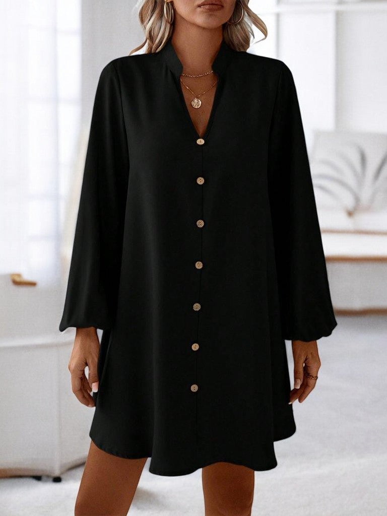 CHIC – Notched Langarm Mini Kleid mit Elegantem Design