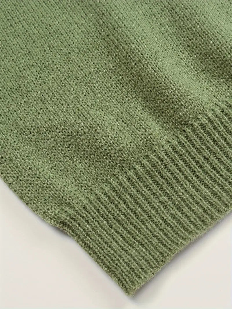 Herrenpullover Langarm Grün Weiß Grafischer Druck Baumwolle/Acryl-3