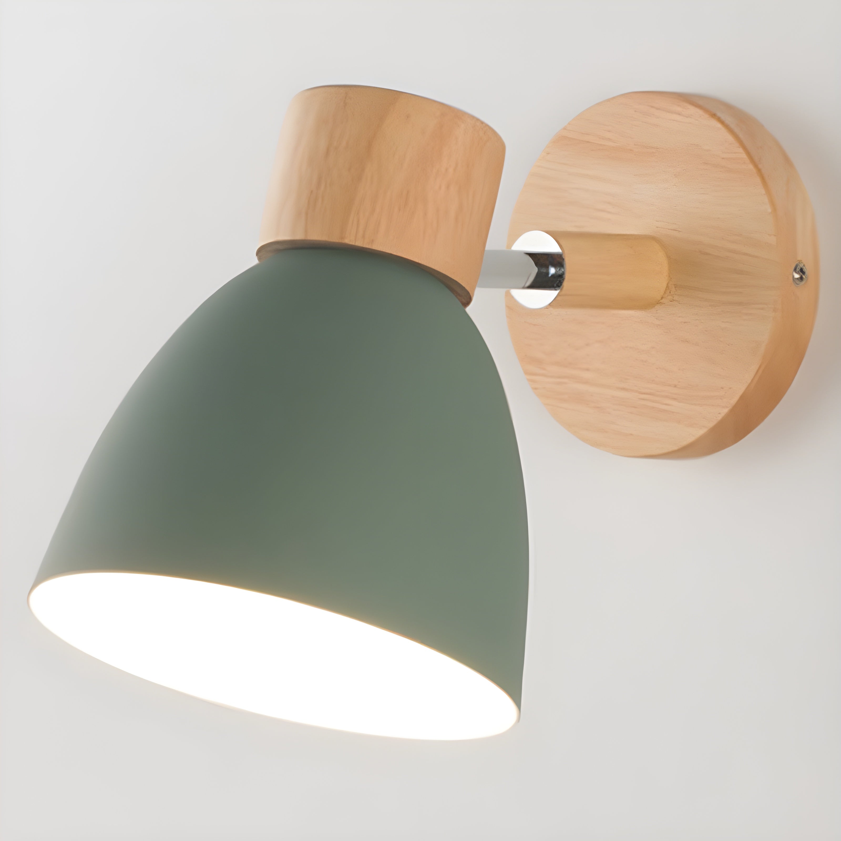 Nordische Wandlampe aus Holz mit Schalter - LED Wandleuchte für gemütliche Innenräume, verstellbarer Lenkkopf, kompakte Größe-6