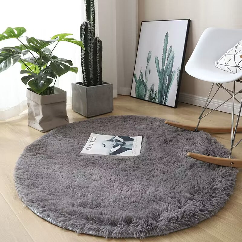 Waschbarer Runder Teppich 120 cm - Ultra-Weich mit Rutschfester Unterlage für Wohnzimmer und Schlafzimmer - Weiß-1