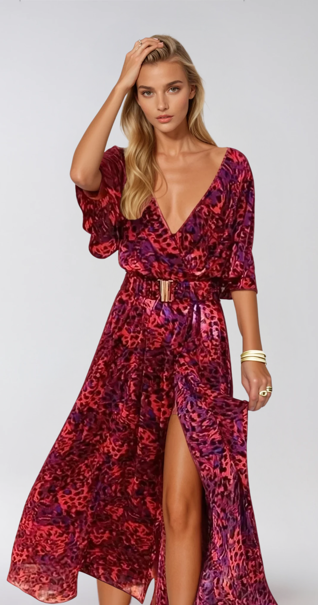 CELESTE – Elegantes Maxikleid mit Wickeldesign und V-Ausschnitt