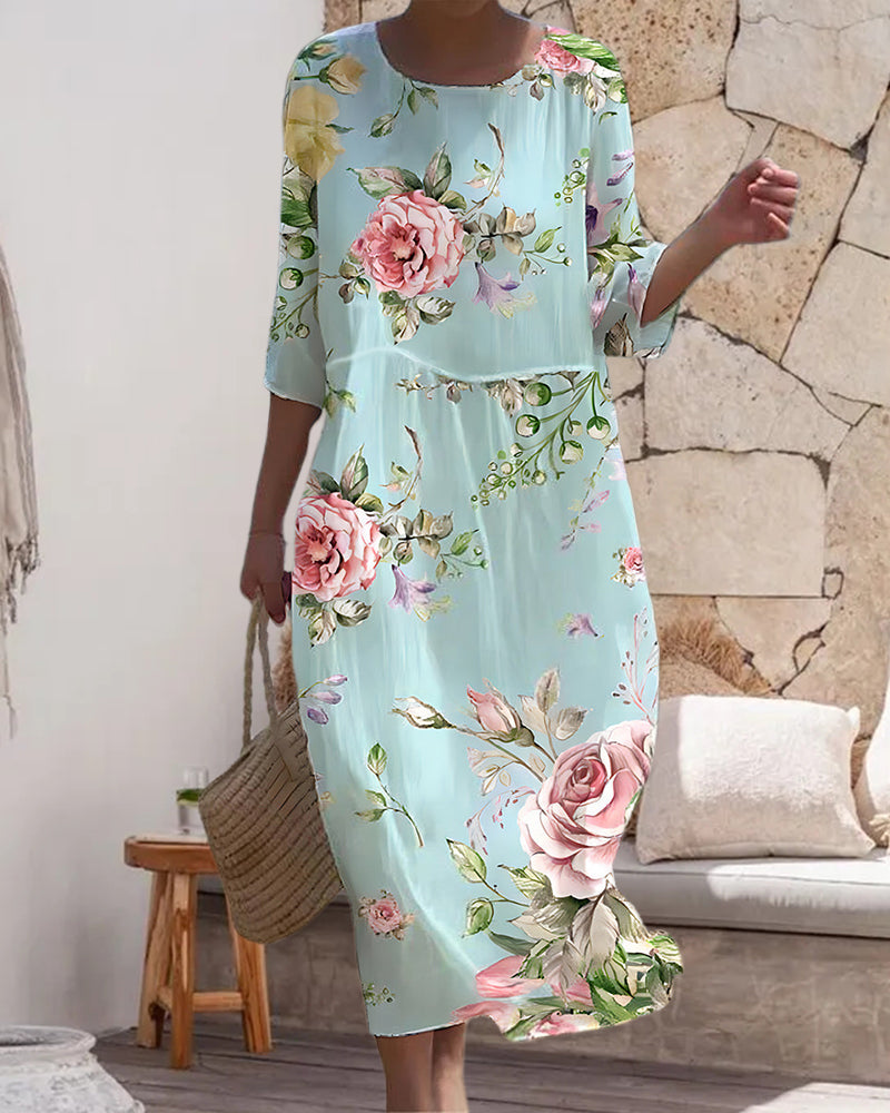 Mara – Elegantes Blumenkleid Aus Premium-Baumwolle