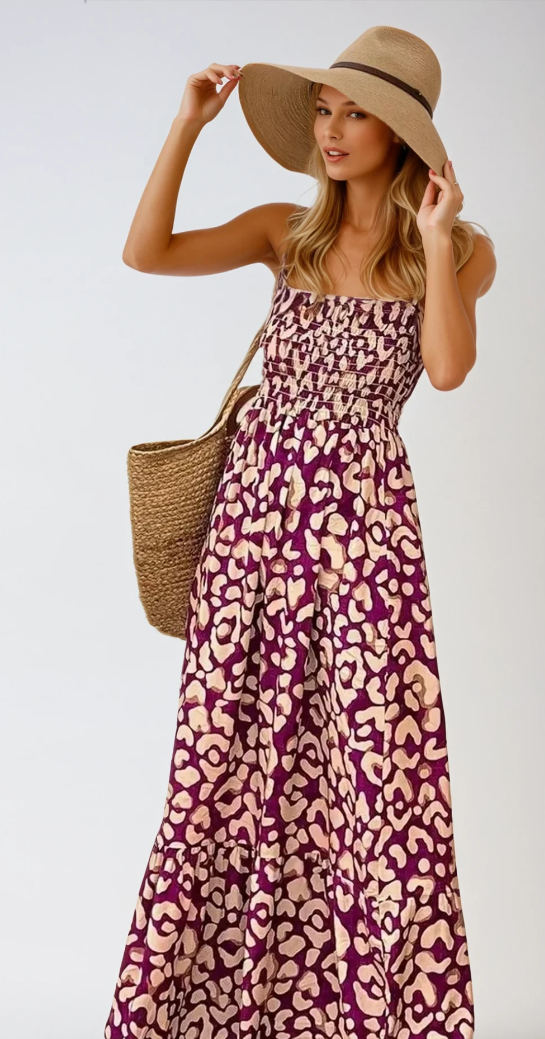 SOMMERCHARM – Rüschenträger Midi Kleid mit weitem Schnitt