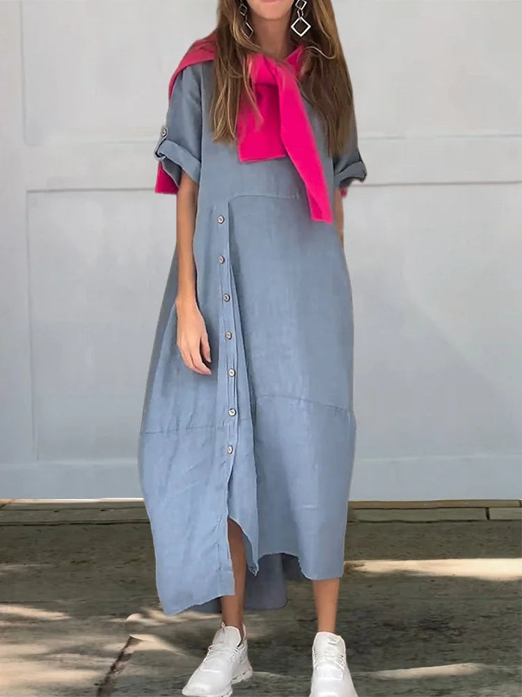 ELLA – Lässiges Ärmelloses Maxikleid aus Baumwolle