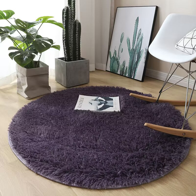 Waschbarer Runder Teppich 120 cm - Ultra-Weich mit Rutschfester Unterlage für Wohnzimmer und Schlafzimmer - Weiß-3