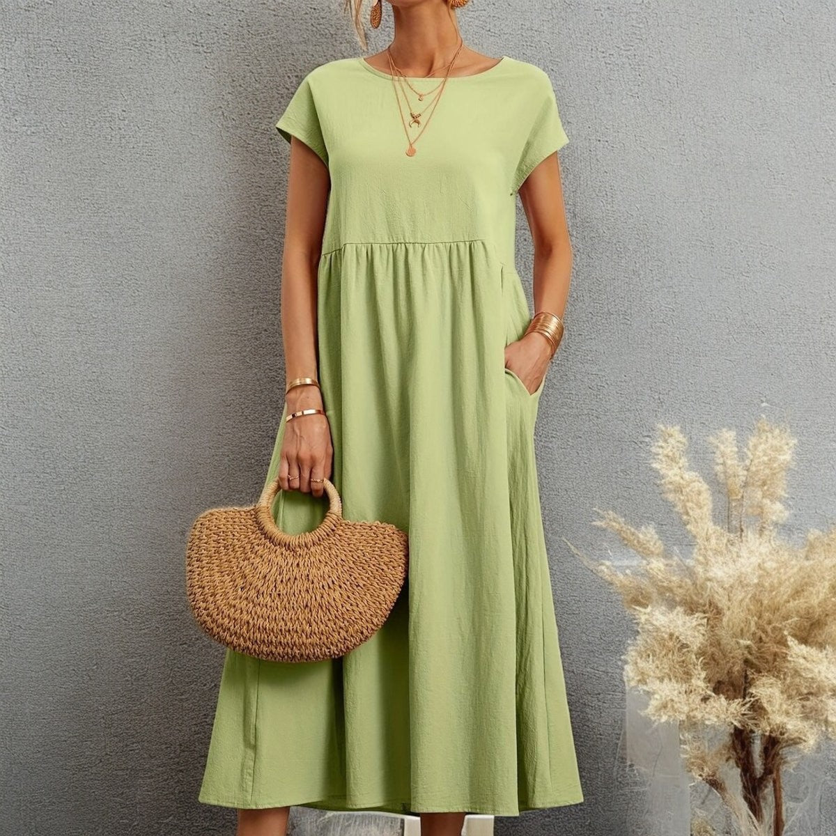 CAMELL – Lässiges Sommerkleid mit Rundhalsausschnitt