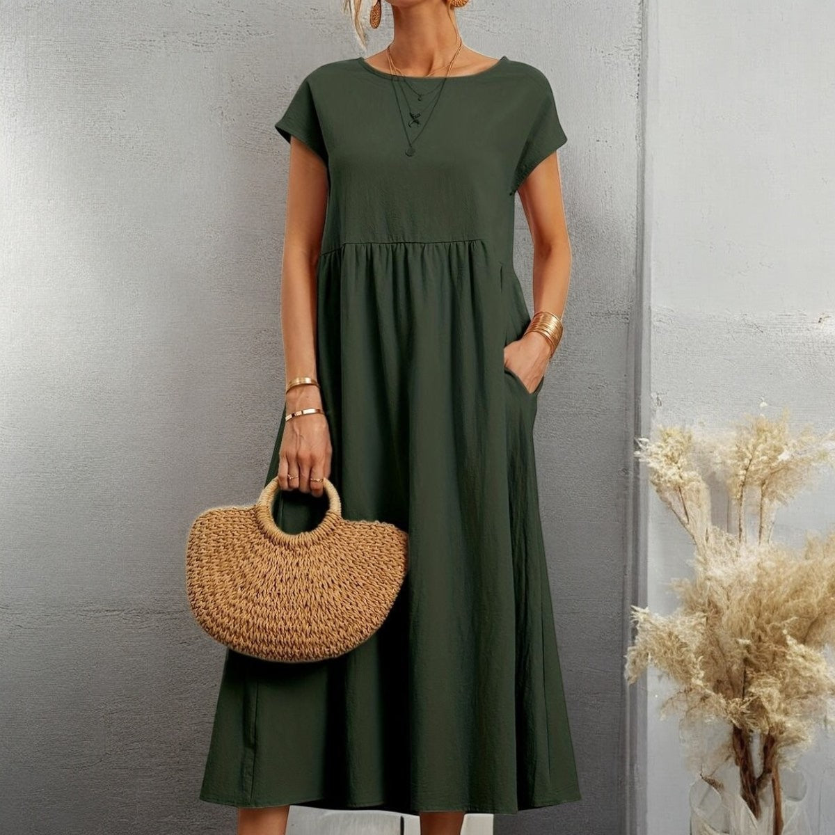 CAMELL – Lässiges Sommerkleid mit Rundhalsausschnitt