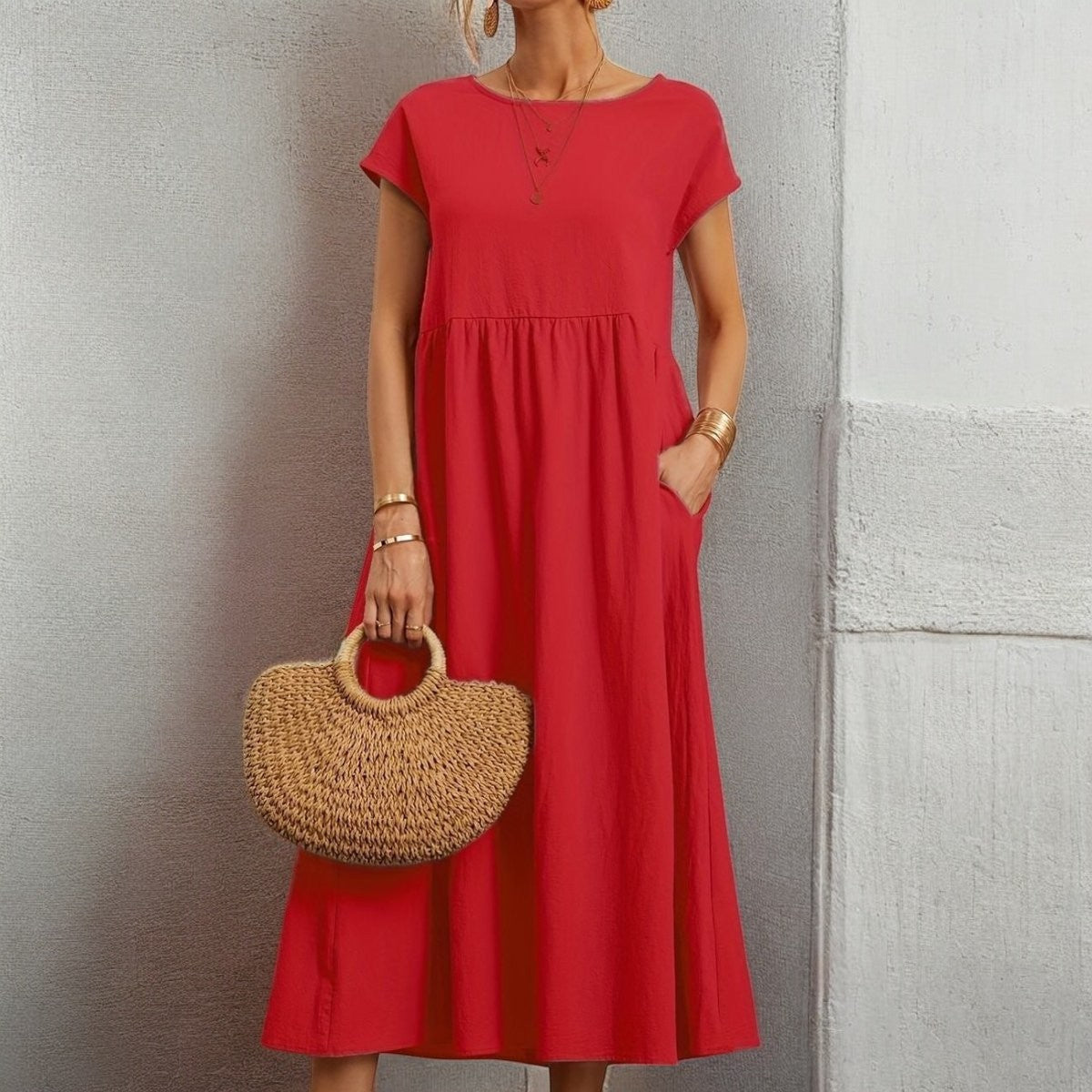 CAMELL – Lässiges Sommerkleid mit Rundhalsausschnitt