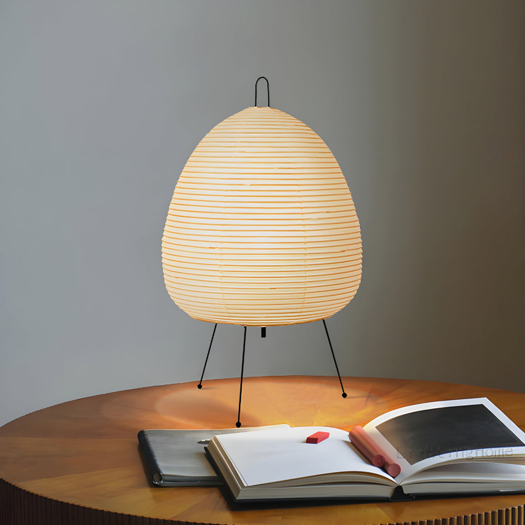 Japanische Tischlampe aus Reispapier im Wabi-Sabi Design, 47 x 28 cm, E27 Fassung, Ideal für Schlafzimmer und Wohnzimmer-2
