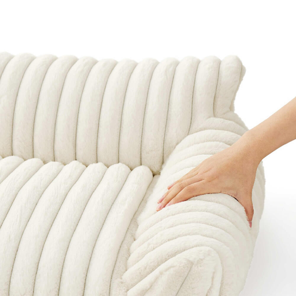 Luxuriöses Haustierbett aus Faux-Kaninchenfell mit Ergonomischem Wellendesign - Ultra-weich und Unterstützend für Maximalen Komfort-3