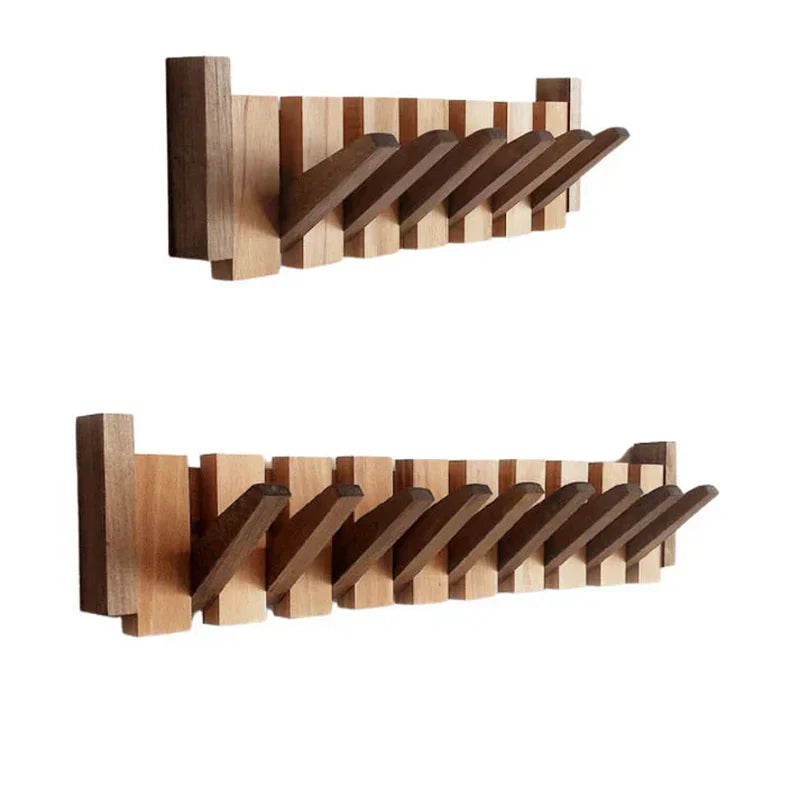 Garderobenhaken Holz Klavierform Natur 80x20x10 cm für Mäntel und Hüte-5