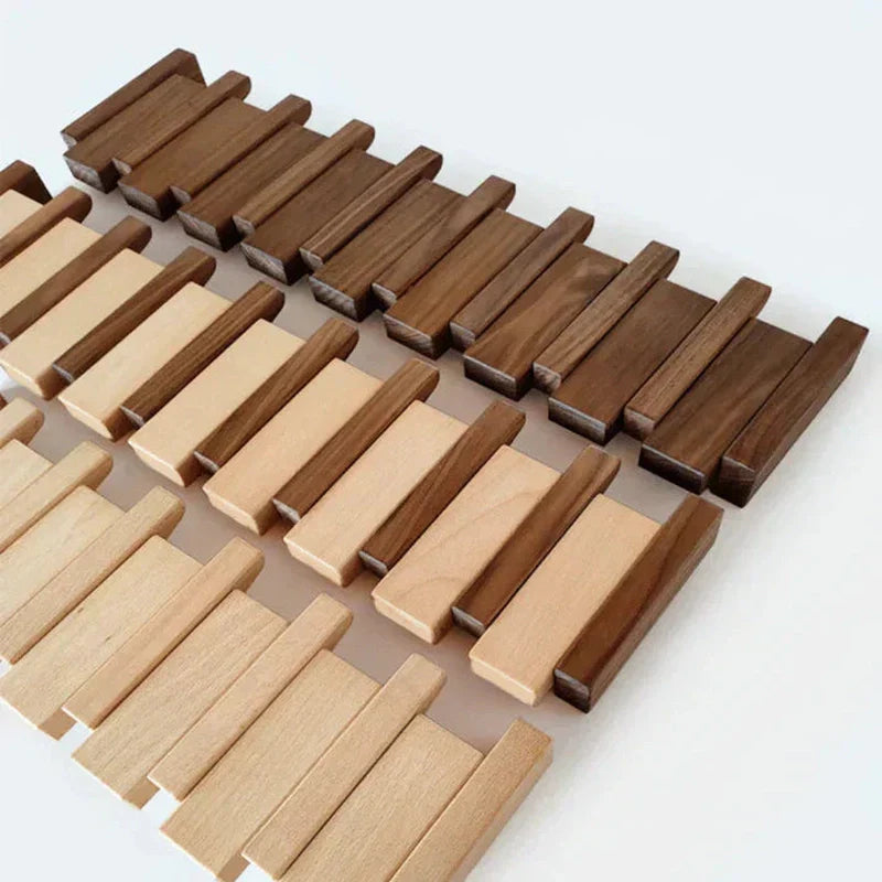 Garderobenhaken Holz Klavierform Natur 80x20x10 cm für Mäntel und Hüte-4