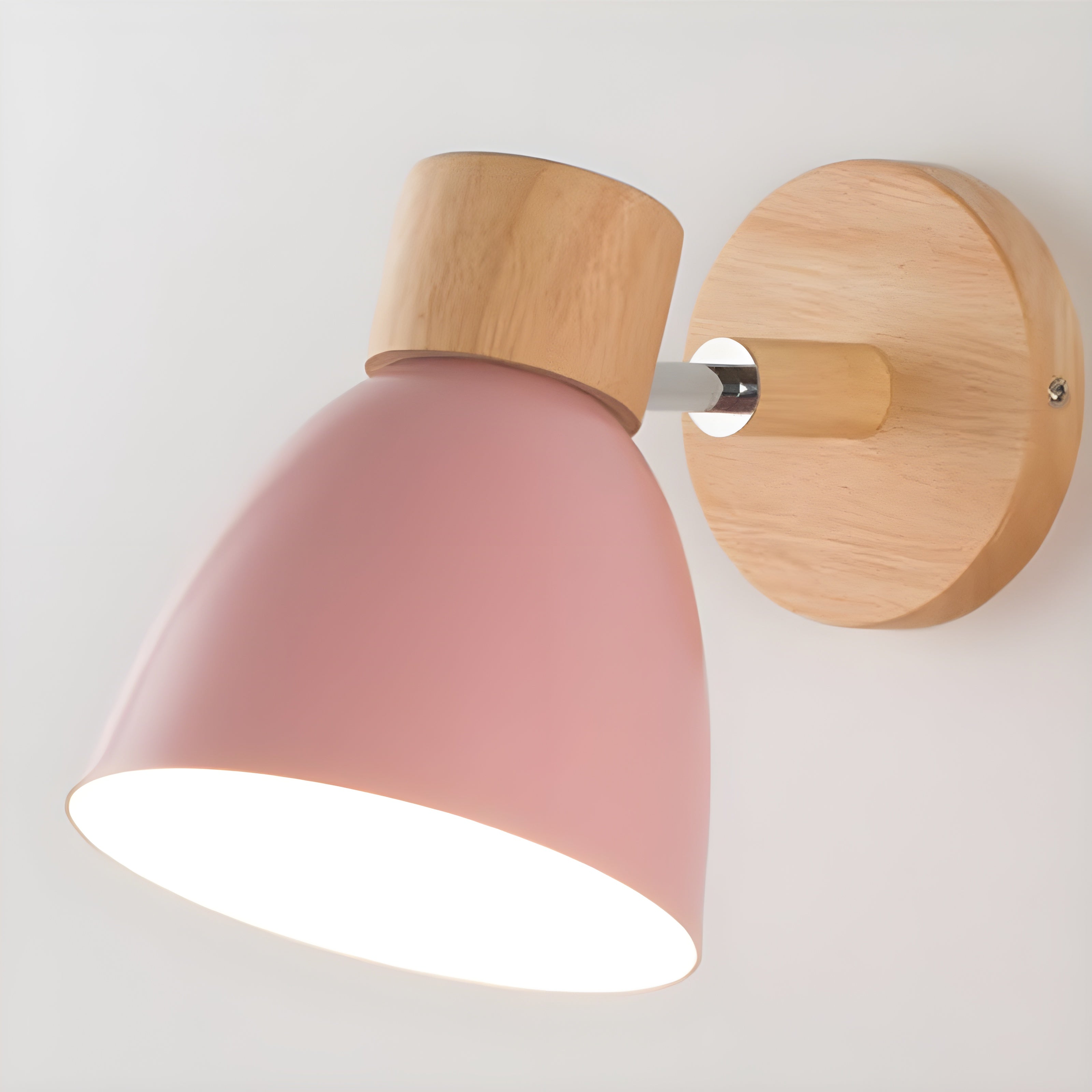 Nordische Wandlampe aus Holz mit Schalter - LED Wandleuchte für gemütliche Innenräume, verstellbarer Lenkkopf, kompakte Größe-4