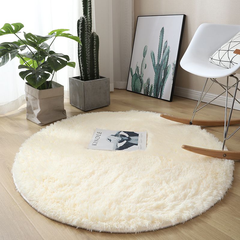 Waschbarer Runder Teppich 120 cm - Ultra-Weich mit Rutschfester Unterlage für Wohnzimmer und Schlafzimmer - Weiß-4