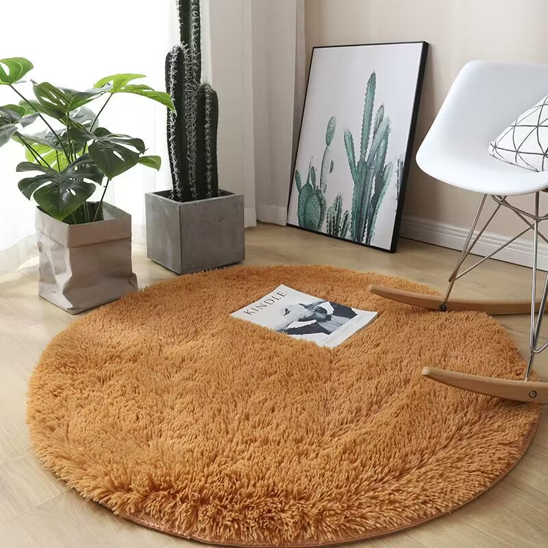 Waschbarer Runder Teppich 120 cm - Ultra-Weich mit Rutschfester Unterlage für Wohnzimmer und Schlafzimmer - Weiß-5