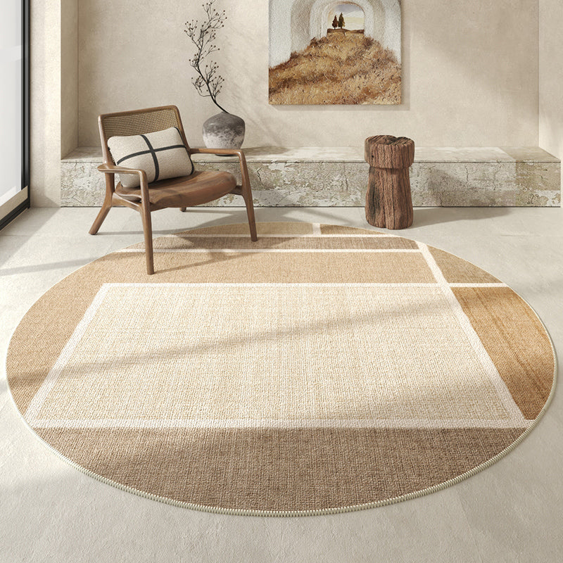 Waschbarer Runder Teppich 120 cm - Modernes Minimalistisches Design mit Rutschfester Unterlage für Wohnzimmer und Schlafzimmer-4