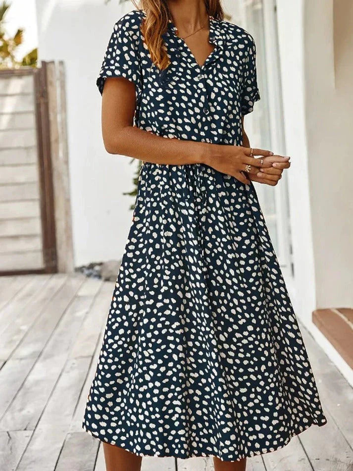ZARAH – Boho Midi Kleid mit Blumenmuster und V-Ausschnitt