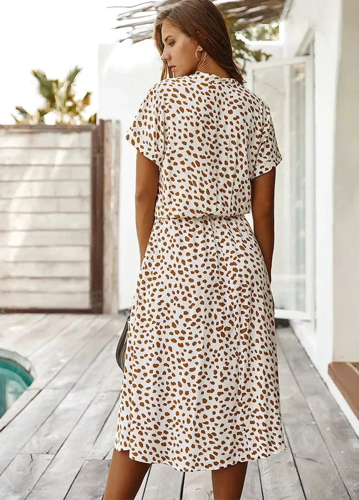 ZARAH – Boho Midi Kleid mit Blumenmuster und V-Ausschnitt