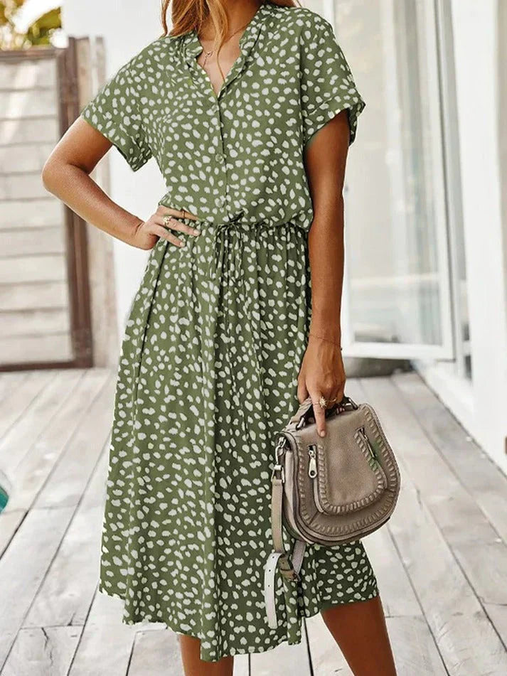 ZARAH – Boho Midi Kleid mit Blumenmuster und V-Ausschnitt