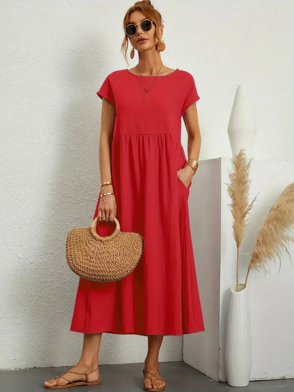 Keira – Leichtes Baumwollkleid Mit Taschen Für Eleganten Komfort