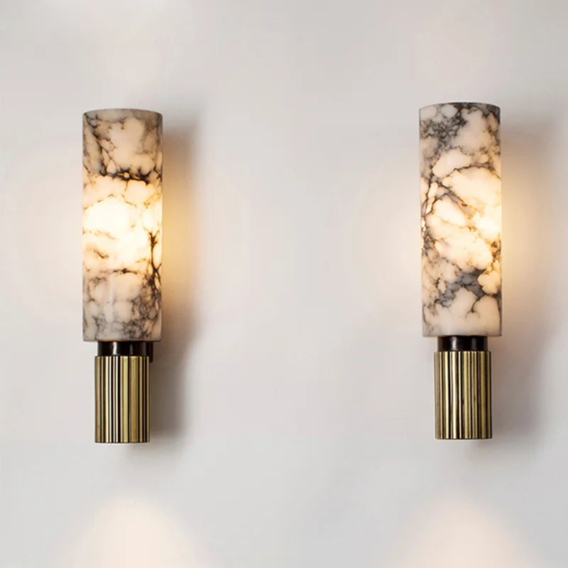 Elegante Wandleuchte aus Marmor mit Diffuser – Moderne Wandlampe für Innenräume, 34 cm hoch, sanfte Beleuchtung-3