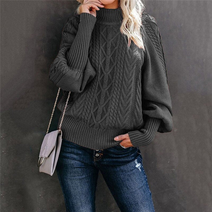 Sofia Venetti Basics - Gehäkelter Damenpullover mit hohem Kragen