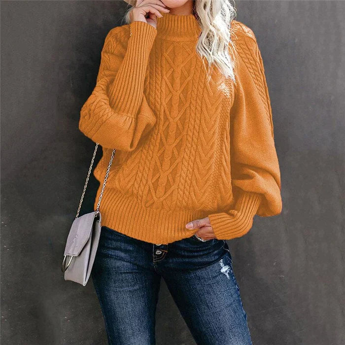 Sofia Venetti Basics - Gehäkelter Damenpullover mit hohem Kragen