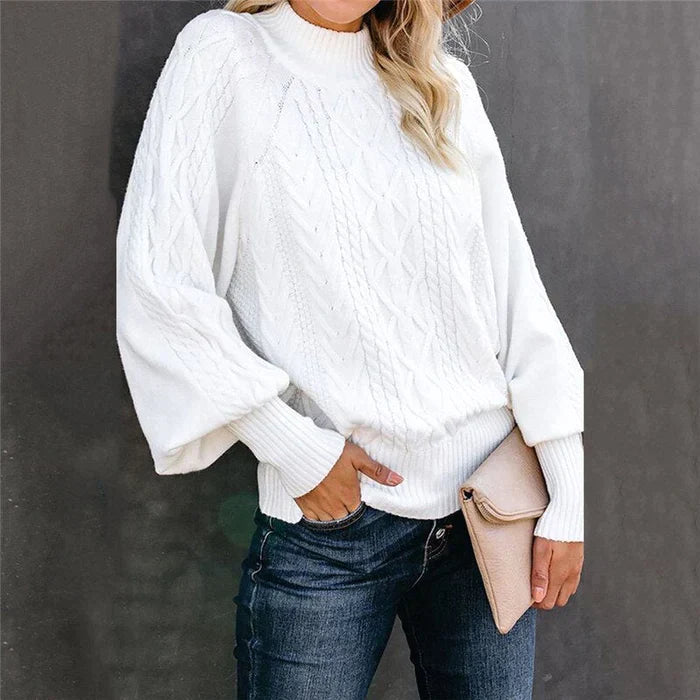 Sofia Venetti Basics - Gehäkelter Damenpullover mit hohem Kragen