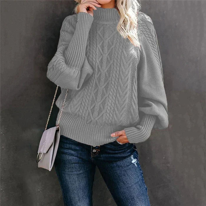 Sofia Venetti Basics - Gehäkelter Damenpullover mit hohem Kragen