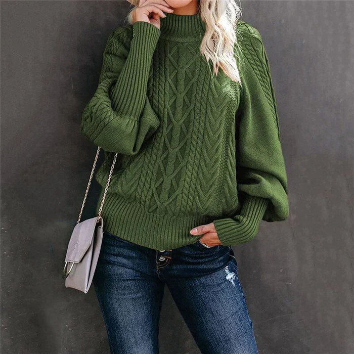 Sofia Venetti Basics - Gehäkelter Damenpullover mit hohem Kragen