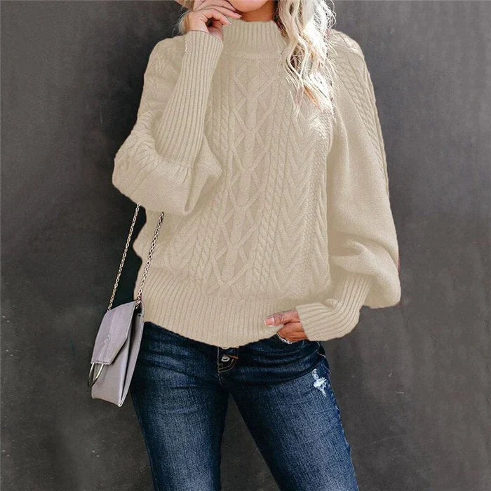 Sofia Venetti Basics - Gehäkelter Damenpullover mit hohem Kragen