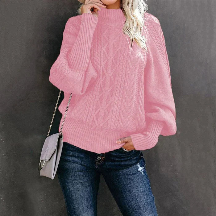 Sofia Venetti Basics - Gehäkelter Damenpullover mit hohem Kragen