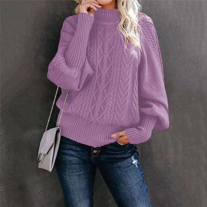 Sofia Venetti Basics - Gehäkelter Damenpullover mit hohem Kragen