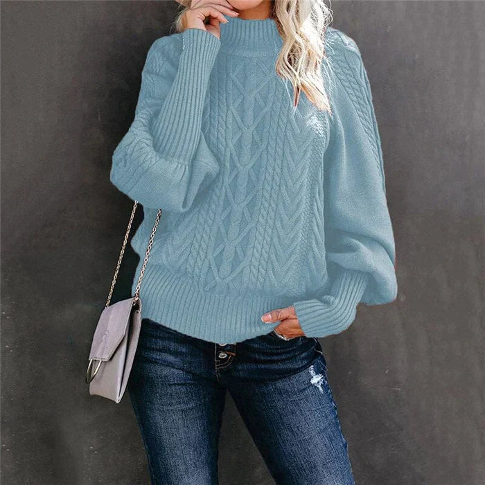 Sofia Venetti Basics - Gehäkelter Damenpullover mit hohem Kragen