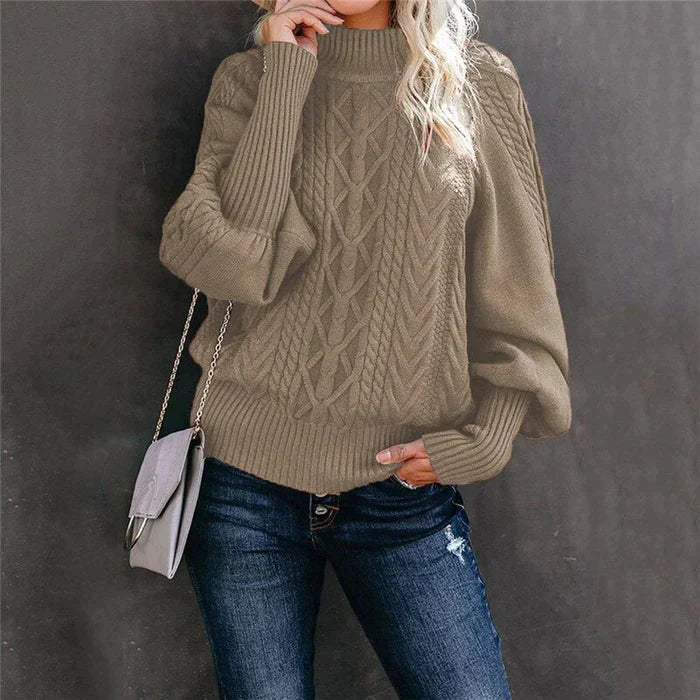 Sofia Venetti Basics - Gehäkelter Damenpullover mit hohem Kragen