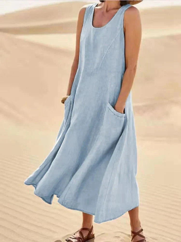 LUNA – Langes Maxikleid Mit Taschen Für Den Alltag