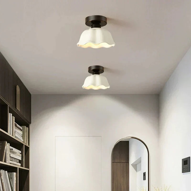 Vintage Deckenleuchte aus Keramik und Glas für Wohnzimmer - Elegantes Design, 30 cm Durchmesser, Deckenlampe für stilvolle Raumgestaltung-5