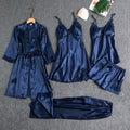 Variant image for Damen Pyjama-Set Seide Kimono Top Shorts Nachtwäsche Schlafanzug-1