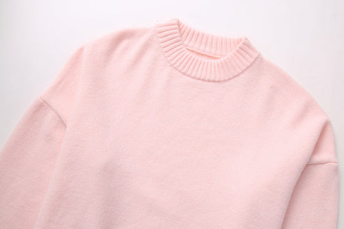 Übergroßer Frauen Pullover Entspannt Fit Runder Hals Weich Mischgewebe S-3XL-4