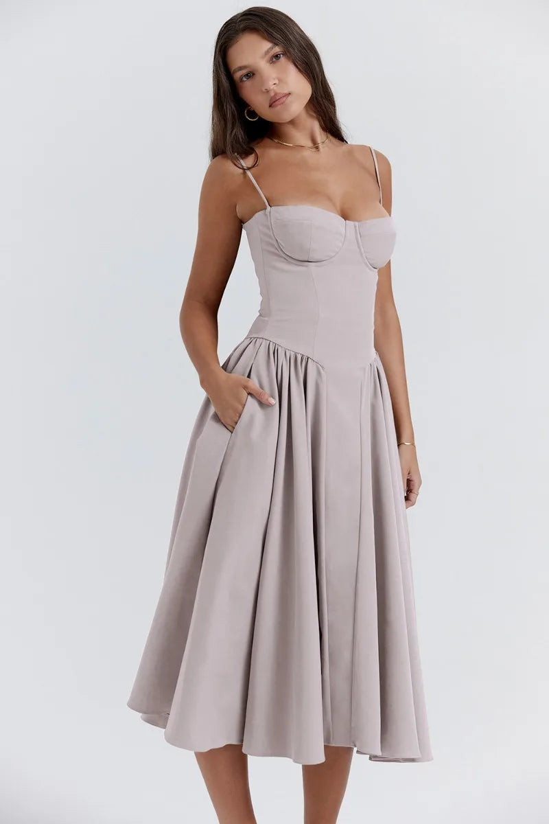 MAYA – Chic Corsagen-Midi-Sommerkleid für besondere Anlässe