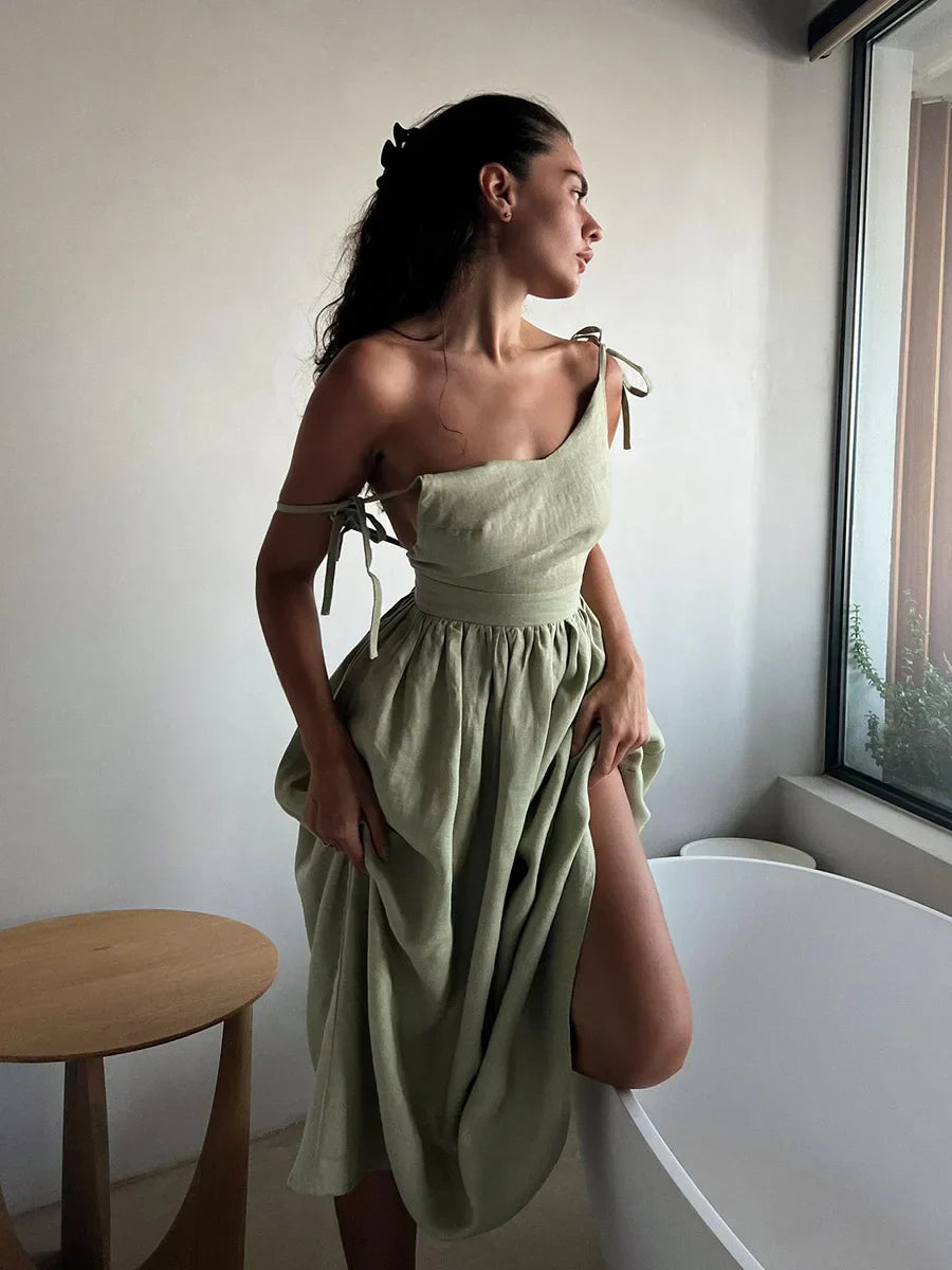 CLARA – Elegantes Luxuriöses Sommerkleid aus Baumwolle
