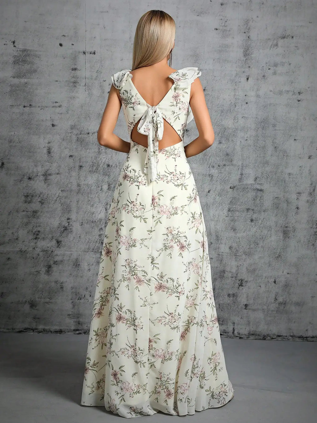 Damen Abendkleid Lang Gekräuselte Rotatorenmanschette Plissierter Rücken Elegantes Kleid für Hochzeiten und Bälle-2