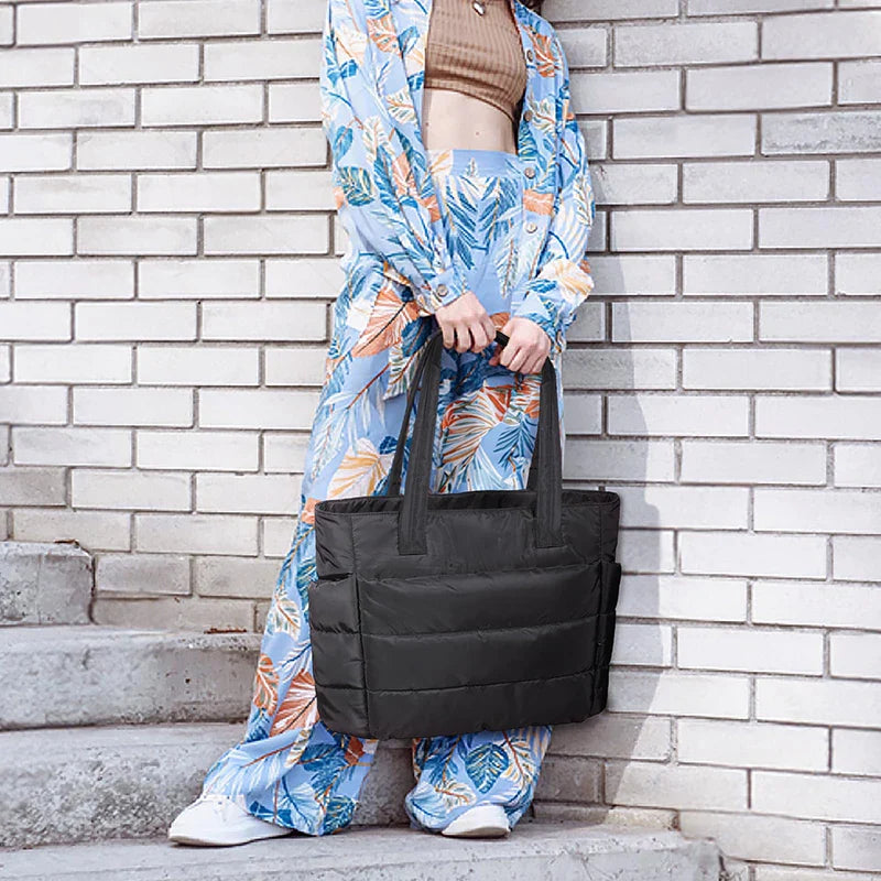 Schultertasche Damen Große Gesteppt Baumwolle 15L Leicht für Arbeit Reisen Fitness-3