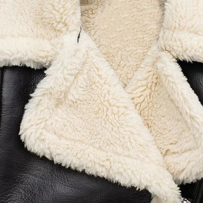 Kate - Lederjacke mit Teddy-Fleece-Innenfutter