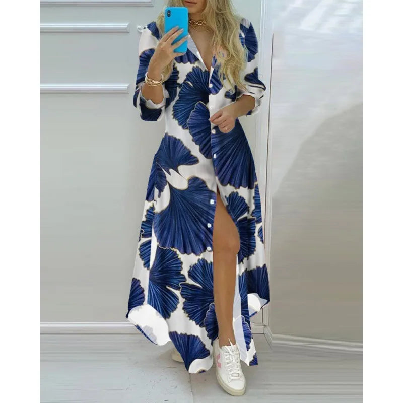 MIA – Bedrucktes Strand-Maxikleid mit V-Ausschnitt