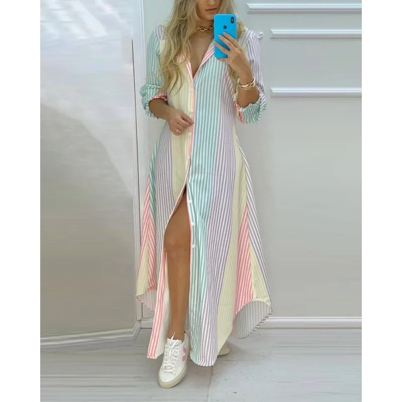 MIA – Bedrucktes Strand-Maxikleid mit V-Ausschnitt