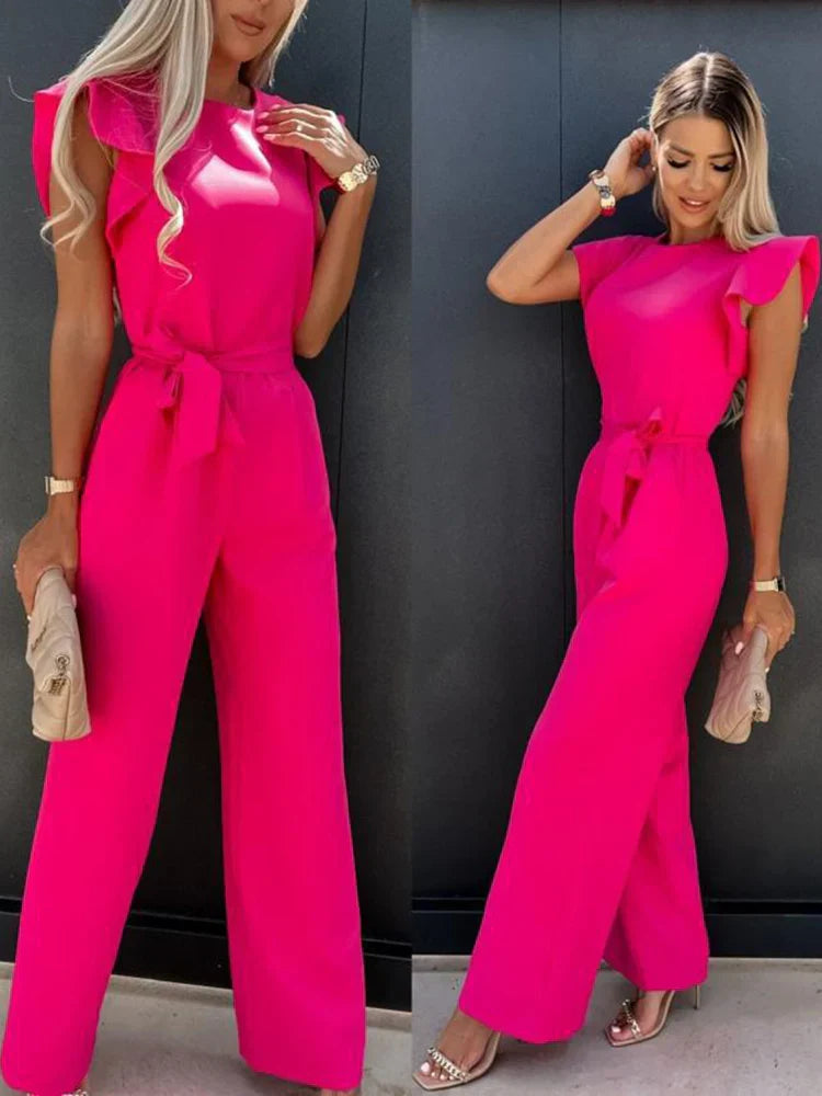 IVANA – Luxuriöser Jumpsuit mit Schleife und V-Ausschnitt