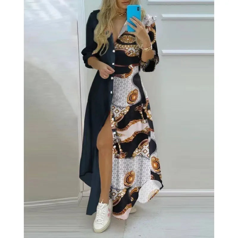 MIA – Bedrucktes Strand-Maxikleid mit V-Ausschnitt