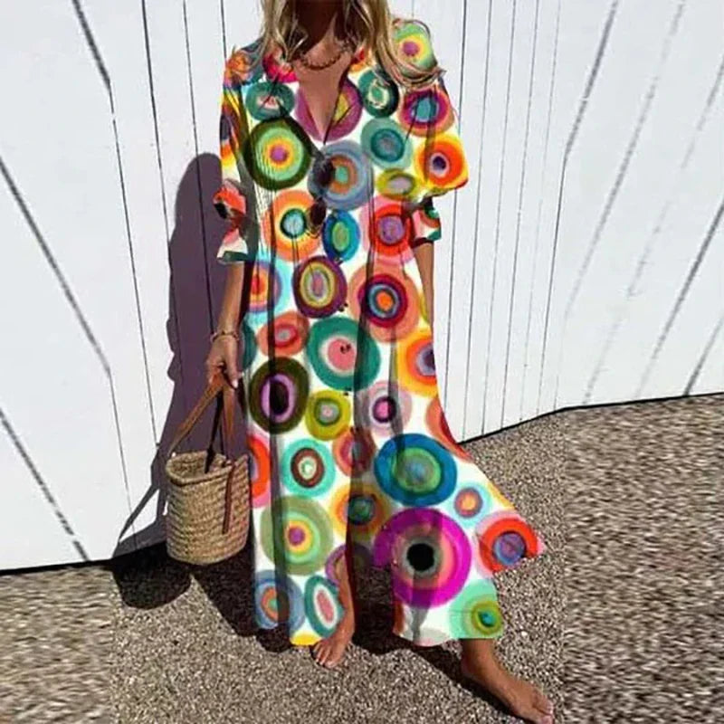 SERENITY – Boho Sommerkleid mit V-Ausschnitt und Ärmeln